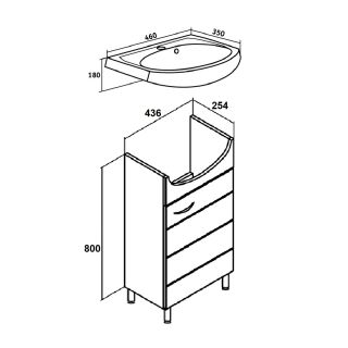Тумба под раковину Runo  (под умывальник Уют 45) Кипарис 45 (00000000880)